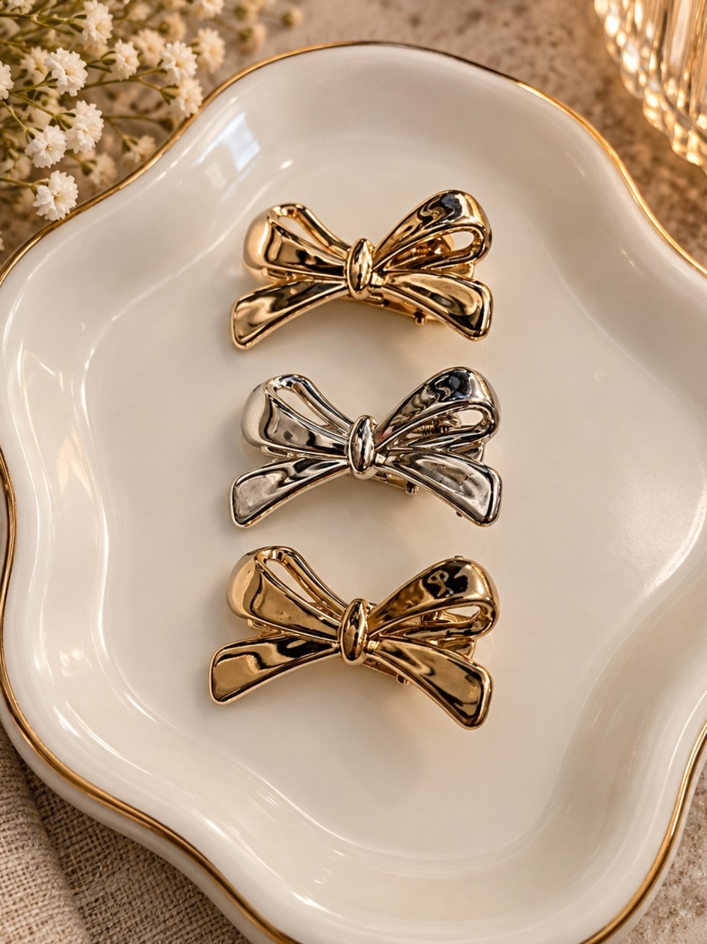 Elegant Bow Metal Hair Clip - Gold & Silver Festive Elegant Vibe New